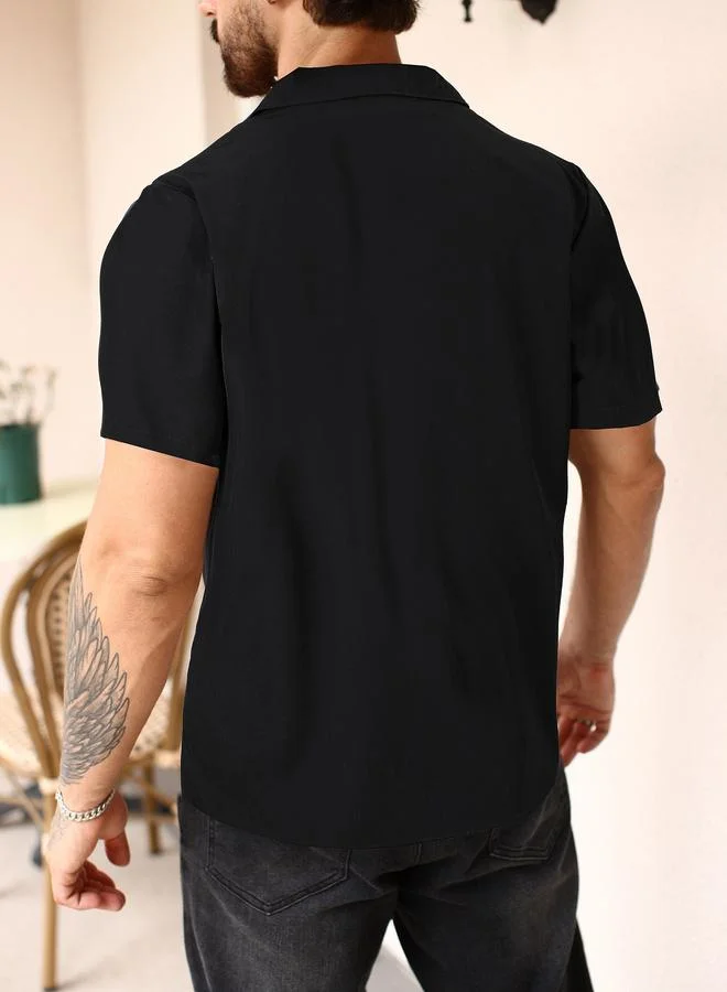 Take Two Men Black Short Sleeve Utility Shirt